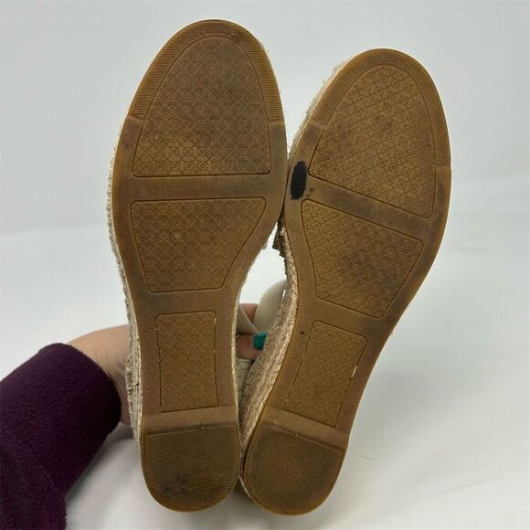 Tory Burch Women's White Cream Espadrille Wedge Sandals Size 9 Summer Casual - Picture 9 of 12